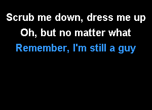 Scrub me down, dress me up
Oh, but no matter what
Remember, I'm still a guy