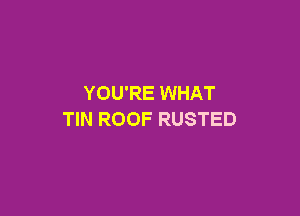 YOU'RE WHAT

TIN ROOF RUSTED