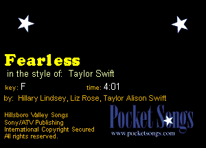 2?

Pearl ess
m the style of Taylor waft

key F Inc 4 01
by, Hxilary Lindsey, sz Rose, Taylor Ahson Swift

Hillsbom Valley Songs
SonylATV Publishing

Imemational Copynght Secumd
M rights resentedv