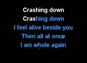 Crashing doWn
Crashing down
I feel alive beside you

Then all at once
I am whole again