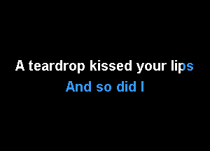 A teardrop kissed your lips

And so did I