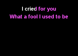 I cried for you
What a fool I used to be