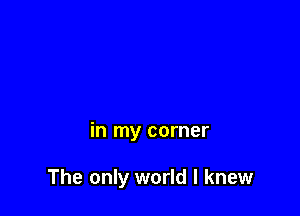 in my corner

The only world I knew