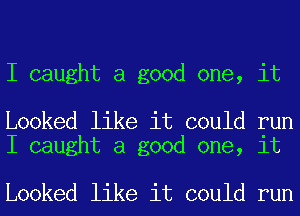 I caught a good one, it

Looked like it could run
I caught a good one, it

Looked like it could run