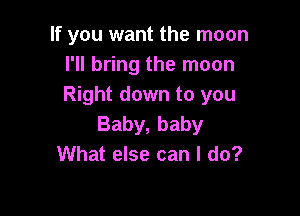 If you want the moon
I'll bring the moon
Right down to you

Baby, baby
What else can I do?