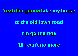 Yeah I'm gonna take my horse

to the old town road
I'm gonna ride

'til I can't no more