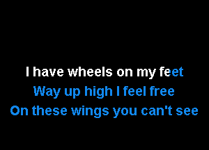 I have wheels on my feet

Way up high I feel free
On these wings you can't see