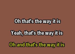 Oh that's the way it is

Yeah, that's the way it is

Oh and thafs the way it is