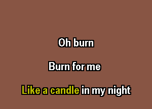 0h burn

Burn for me

Like a candle in my night