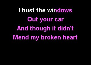 I bust the windows

Out your car
And though it didn't

Mend my broken heart