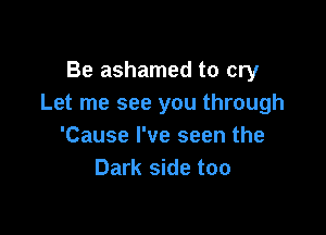 Be ashamed to cry
Let me see you through

'Cause I've seen the
Dark side too