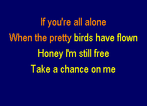 If you're all alone
When the pretty birds have flown

Honey I'm still free

Take a chance on me