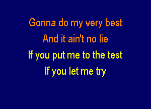 Gonna do my very best
And it ain't no lie
If you put me to the test

If you let me try