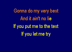 Gonna do my very best
And it ain't no lie
If you put me to the test

If you let me try