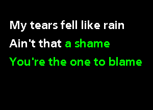 My tears fell like rain
Ain't that a shame

You're the one to blame