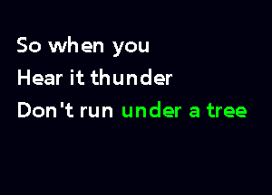 So when you
Hear it thunder

Don't run under a tree