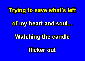 Trying to save what's left

of my heart and soul...

Watching the candle

flicker out