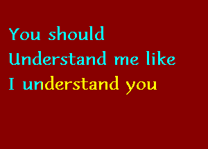 You should
Understand me like

I understand you