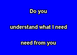 Do you

understand what I need

need from you