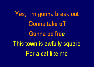 Yes, I'm gonna break out
Gonna take off

Gonna be free
This town is awfully square
For a cat like me