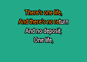 There's one life,
And there's no return

And no deposit
One life,