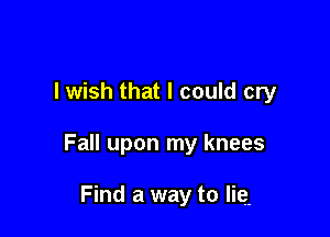 lwish that I could cry

Fall upon my knees

Find a way to lie.
