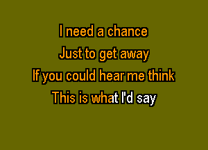 I need a chance

Just to get away

If you could hear me think
This is what I'd say