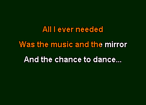 All I ever needed

Was the music and the mirror

And the chance to dance...