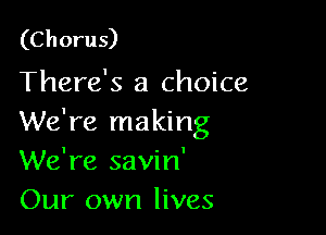 (Chorus)
There's a choice

We're making
We're savin'
Our own lives