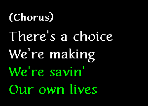 (Chorus)
There's a choice

We're making
We're savin'
Our own lives