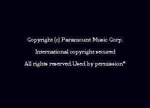 Copymht (c) Paramount Music Corp
hmm'onal copyright oacumd

All lighm rucrvchacd by pcz'rruluwnw