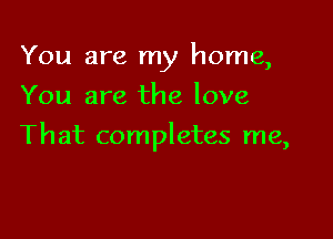 You are my home,
You are the love

That completes me,