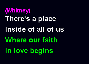 There's a place
Inside of all of us

Where our faith
In love begins