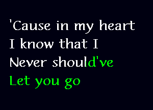 'Cause in my heart
I know that I

Never should've
Let you go