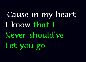 'Cause in my heart
I know that I

Never should've
Let you go