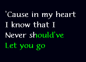 'Cause in my heart
I know that I

Never should've
Let you go