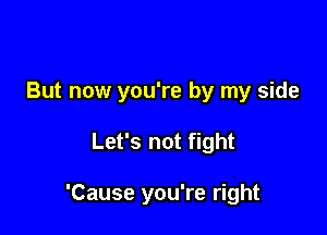 But now you're by my side

Let's not fight

'Cause you're right