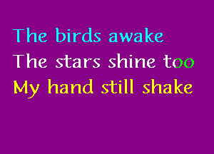 The birds awake
The stars shine too

My hand still shake
