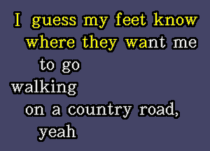 I guess my feet know
where they want me
to go

walking
on a country road,
yeah