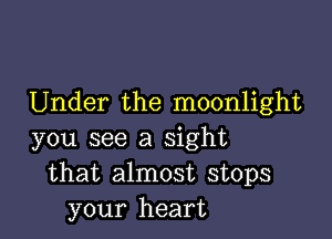 Under the moonlight

you see a sight
that almost stops
your heart