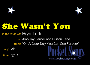 I? 41
glue Wasn't You

in me style 01 Bryn Terfel

by Man Jay Lemer and Burton Lane
from 'On A Clear Day .ou C an See Forever

3122, PucketSmgs

mWeom