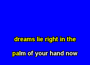 dreams lie right in the

palm of your hand now