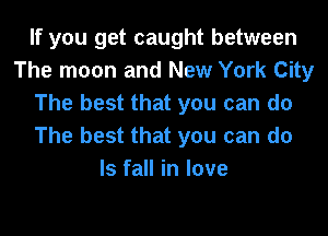 If you get caught between
The moon and New York City
The best that you can do
The best that you can do
Is fall in love