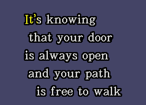 1133 knowing

that your door

is always open

and your path
is free to walk