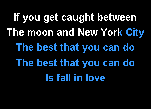 If you get caught between
The moon and New York City
The best that you can do
The best that you can do
Is fall in love