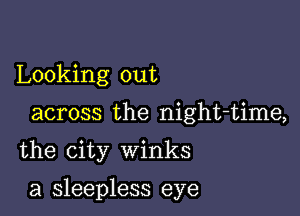 Looking out
across the night-time,
the city winks

a sleepless eye