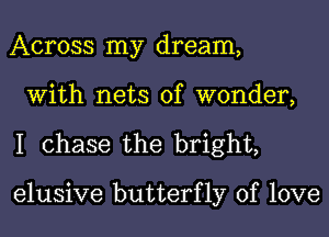 Across my dream,
With nets of wonder,

I chase the bright,

elusive butterfly of love