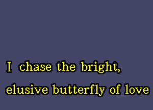 I chase the bright,

elusive butterfly of love