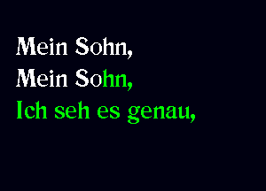 Mein Sohn,
Mein Sohn,

lch seh es genau,
