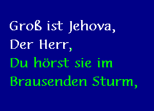 Grog ist Jehova,
Der Herr,

Du hbrst sie im
Brausenden Sturm,